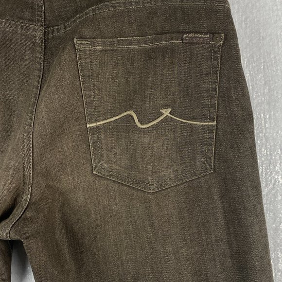 7 For All Mankind Jeans Mens 36x28 Button Fly Straight Brown Stretch Distressed - Picture 6 of 16